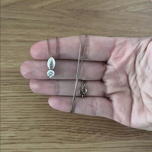 925 Sterling CZ pendant HAN 925 on vintage 925 Italy  box chain necklace